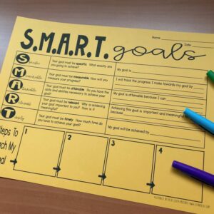 yellow smart goals worksheet
