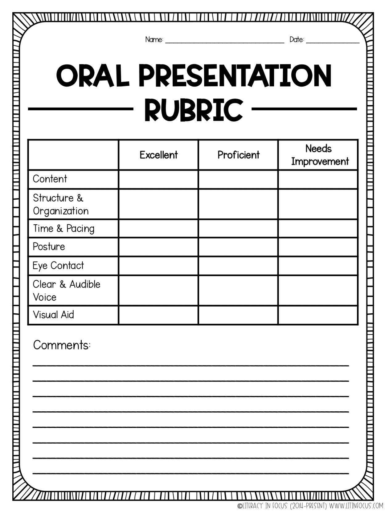 oral presentation rubric