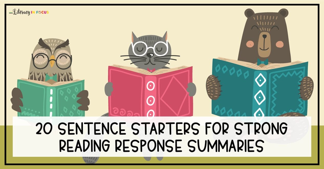 Reading Log Sentence Starters