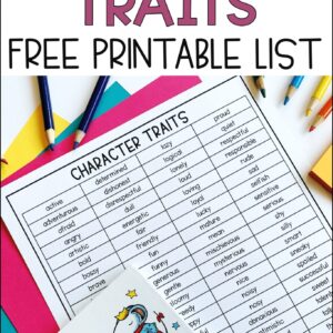 Character Traits Free Printable List