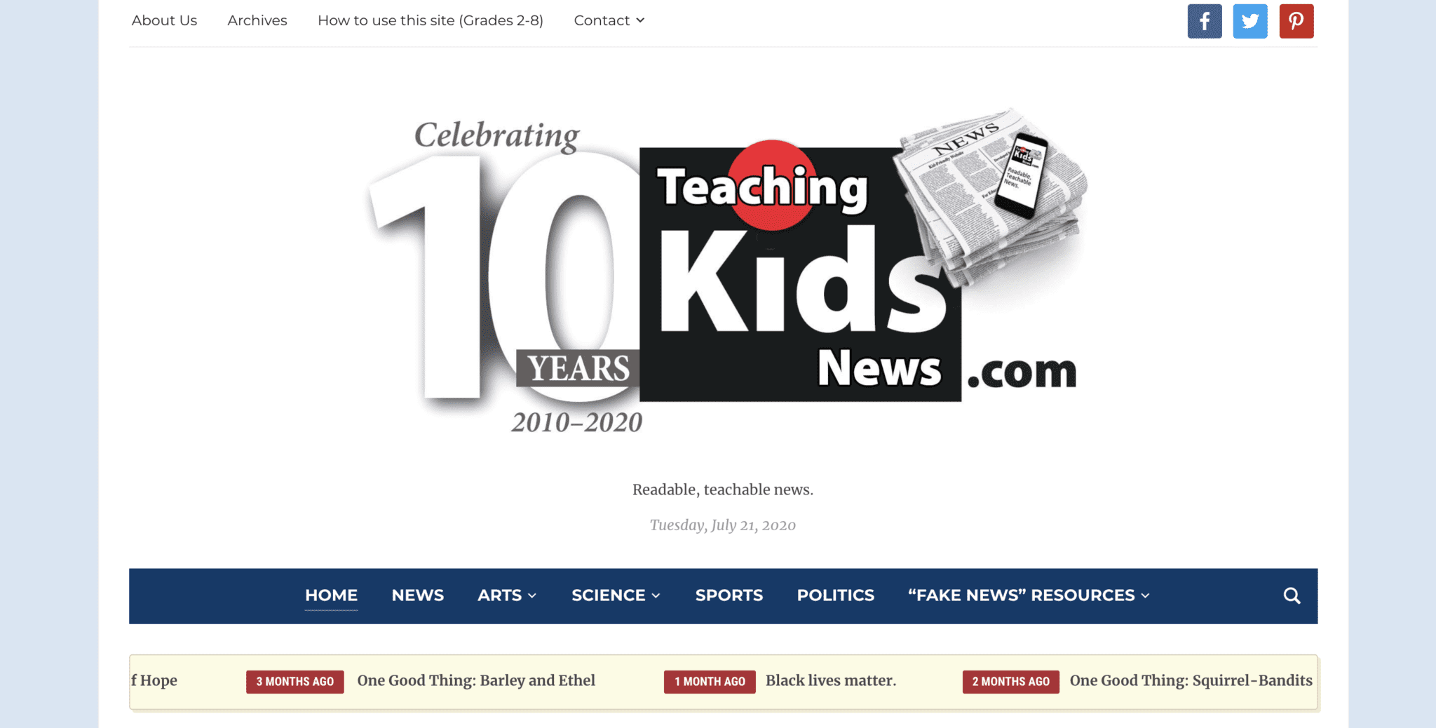 Teaching Kids News Free Current Events Website