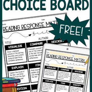 Free Fiction Choice Board for Teachers