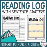 Editable Reading Log for Students