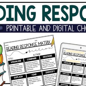 printable and digital reading response choice board