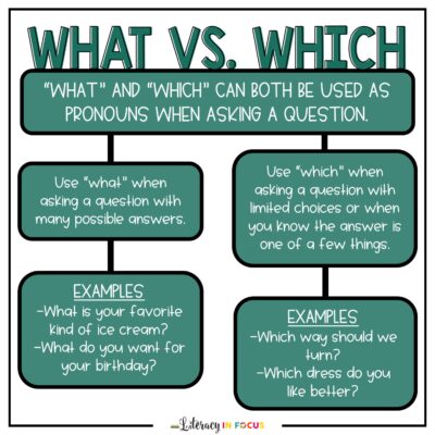 What vs Which Anchor Chart Example
