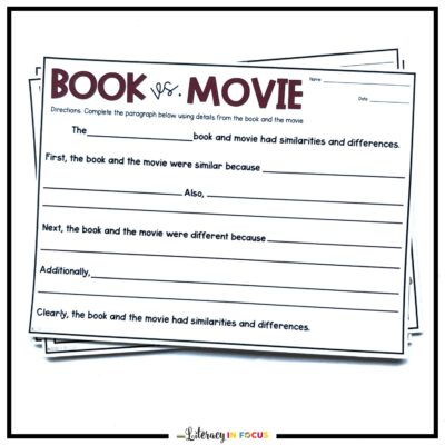 Book vs. Movie Comparison Paragraph