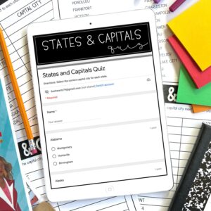 States and Capitals Quiz Free Google Classroom