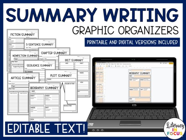Summary Writing Graphic Organizers