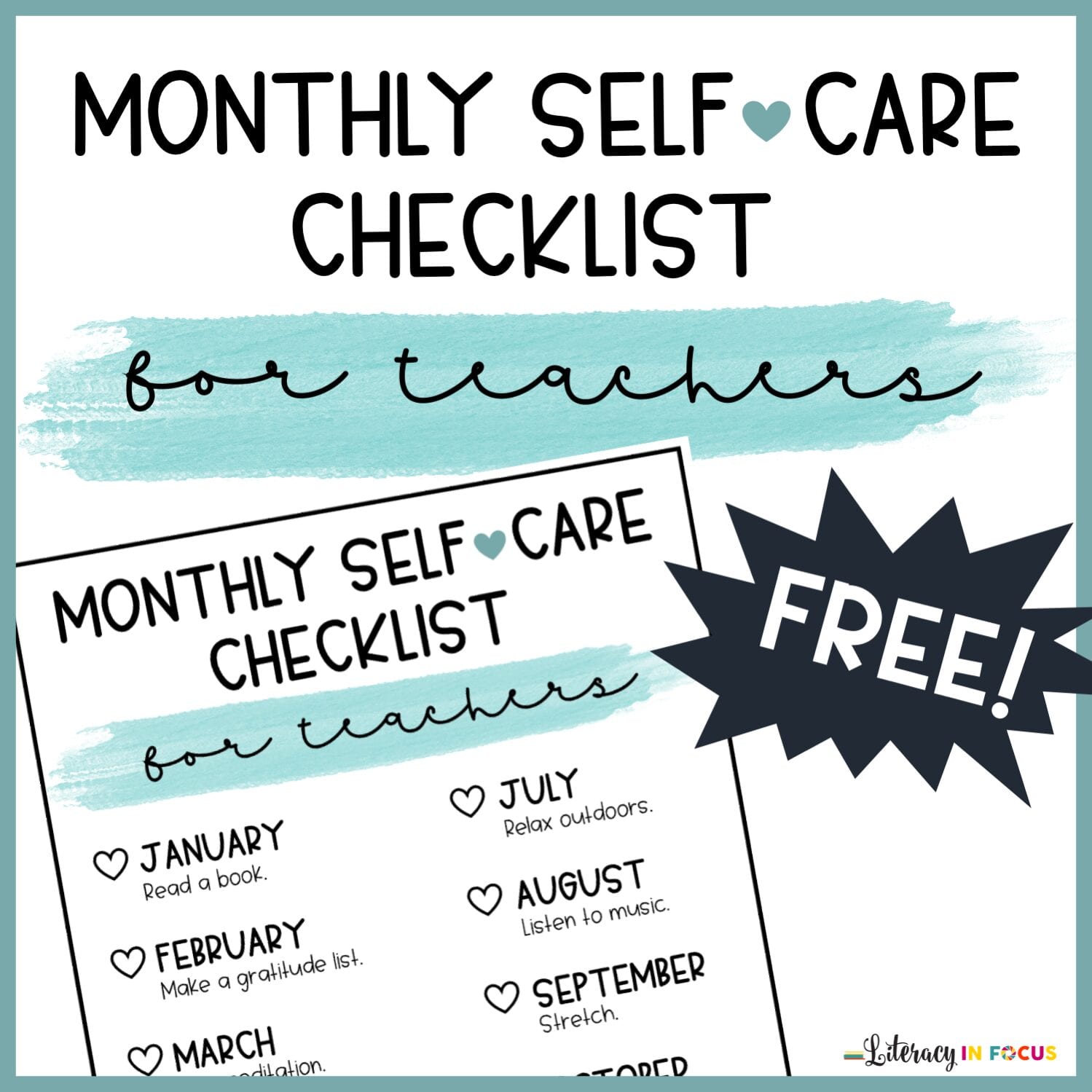 Free Printable Self-Care Checklist