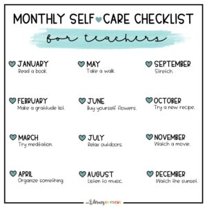 Monthly Self-Care Ideas for Teachers