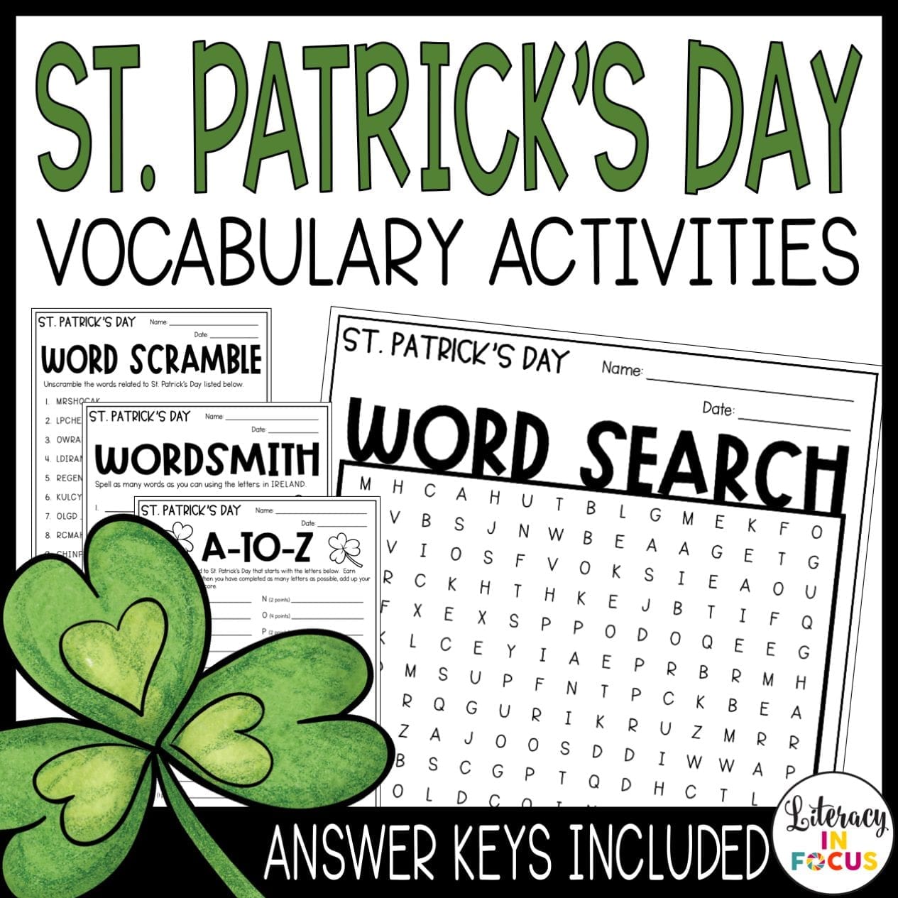St. Patricks Day Vocabulary Worksheets