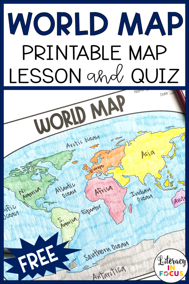 Printable World Map Worksheet and Quiz Literacy In Focus