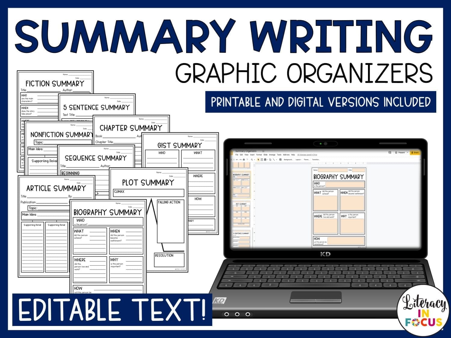 Summary Writing Graphic Organizers