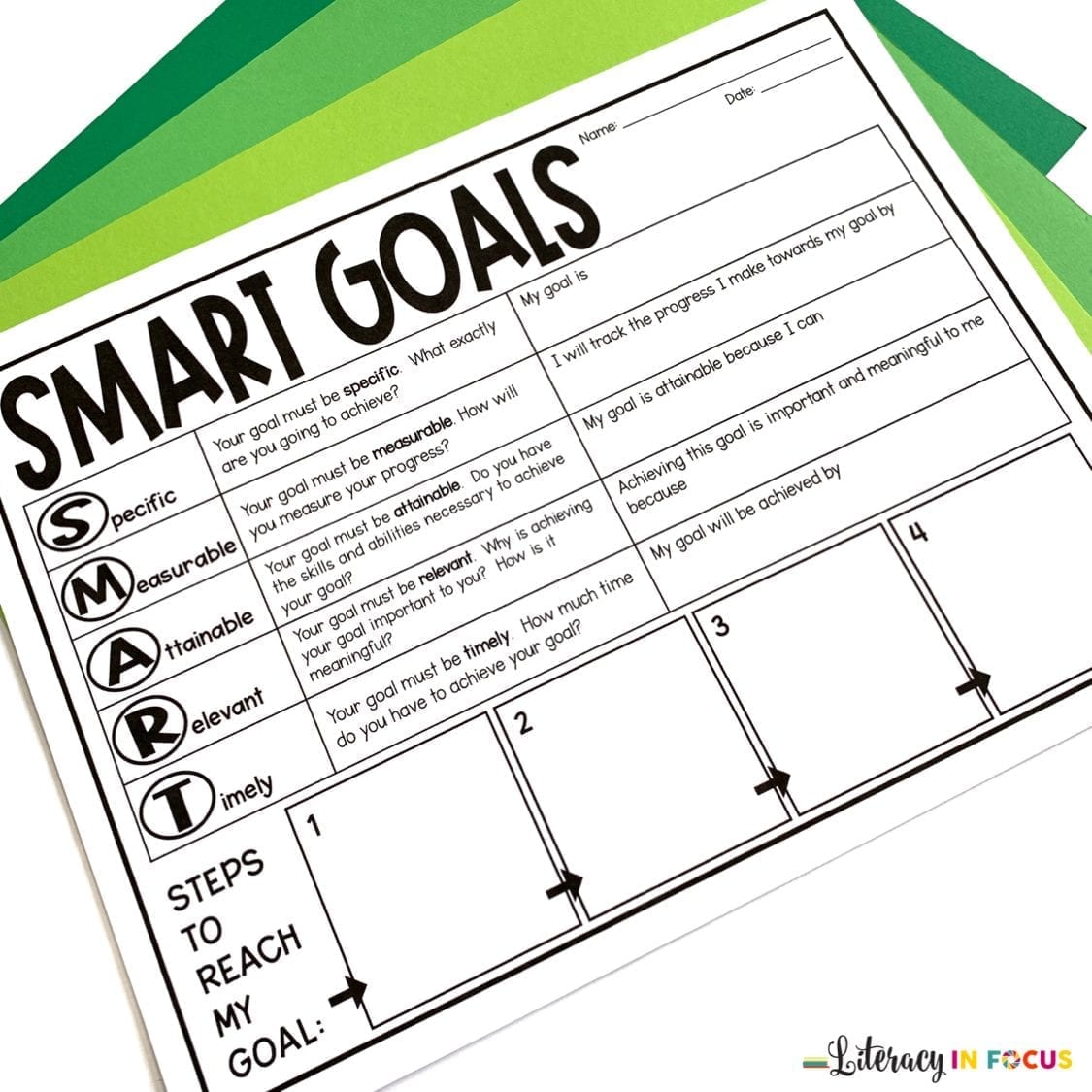 SMART goals graphic organizer