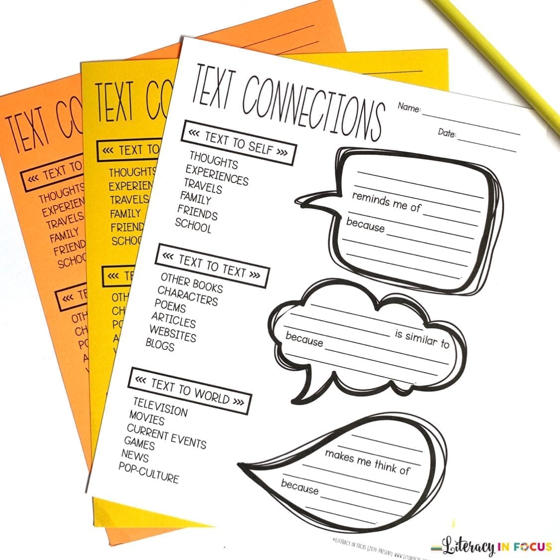 Text Connections WOrksheet - Literacy In Focus In Text To Text Connections Worksheet