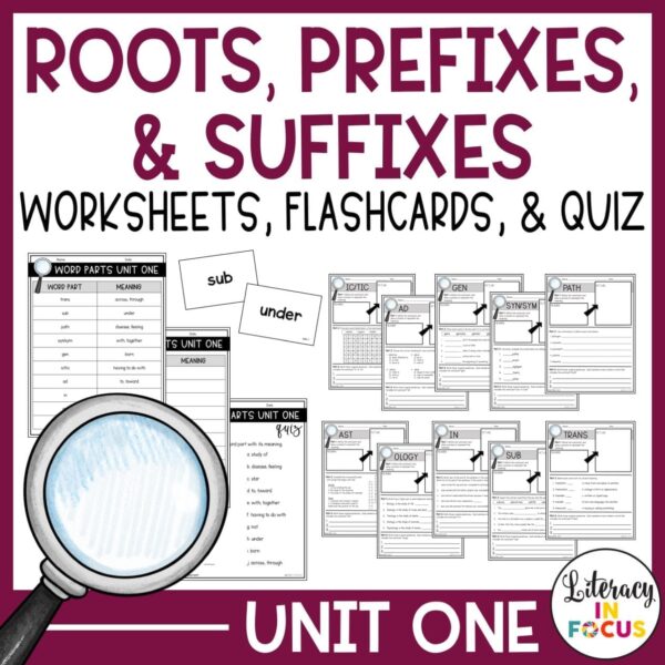 Root Words, Prefixes, Suffixes Free Unit
