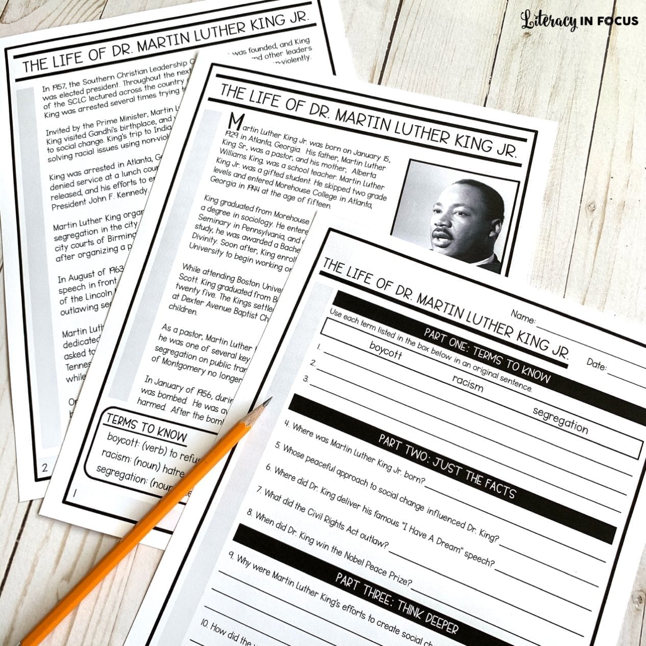 Celebrate Martin Luther King Day With Station Activities Literacy In Focus