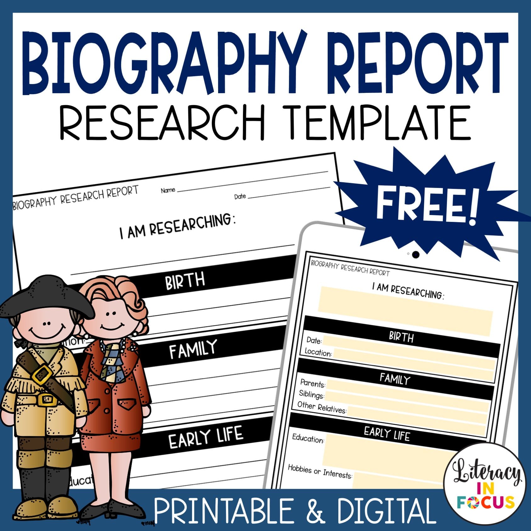 Free Biography Report Template and Resources for Distance Learning Throughout Free Bio Template Fill In Blank