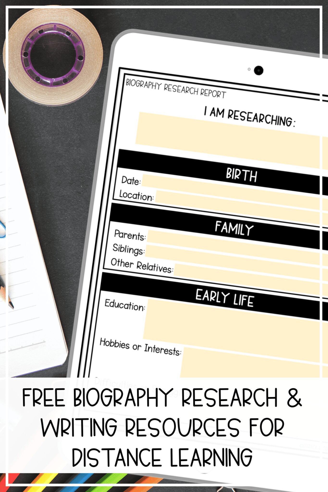Free Printable Biography Research Template