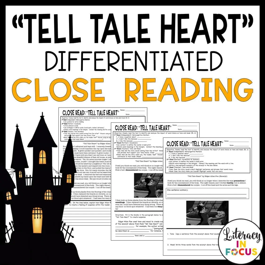 Tell Tale Heart Edgar Allan Poe Close Reading Activity