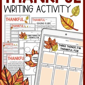 I Am Thankful For Writing Activity