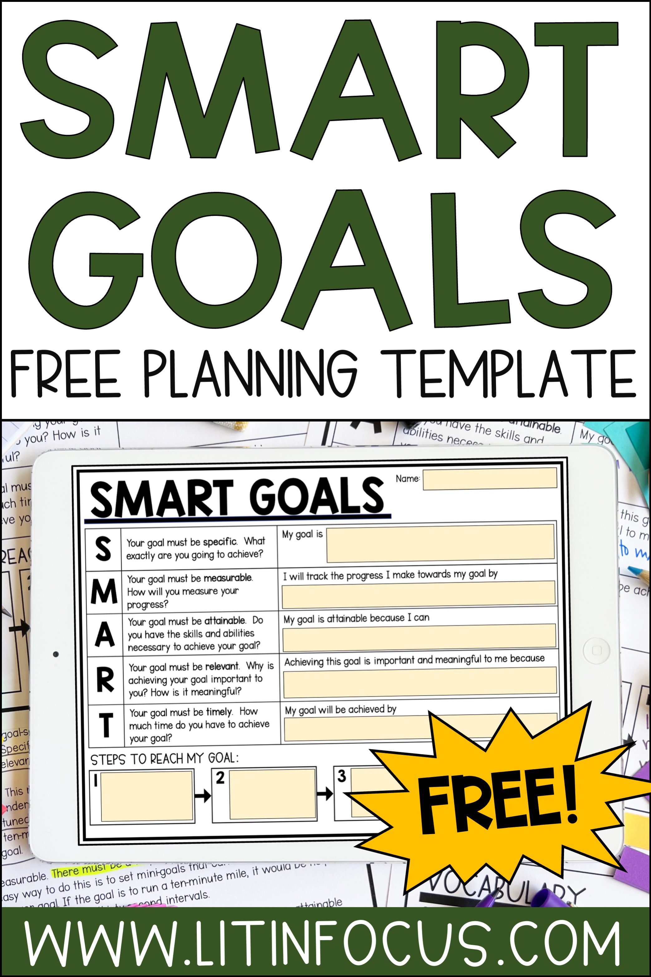 SMART Goals Free Digital Graphic Organizer